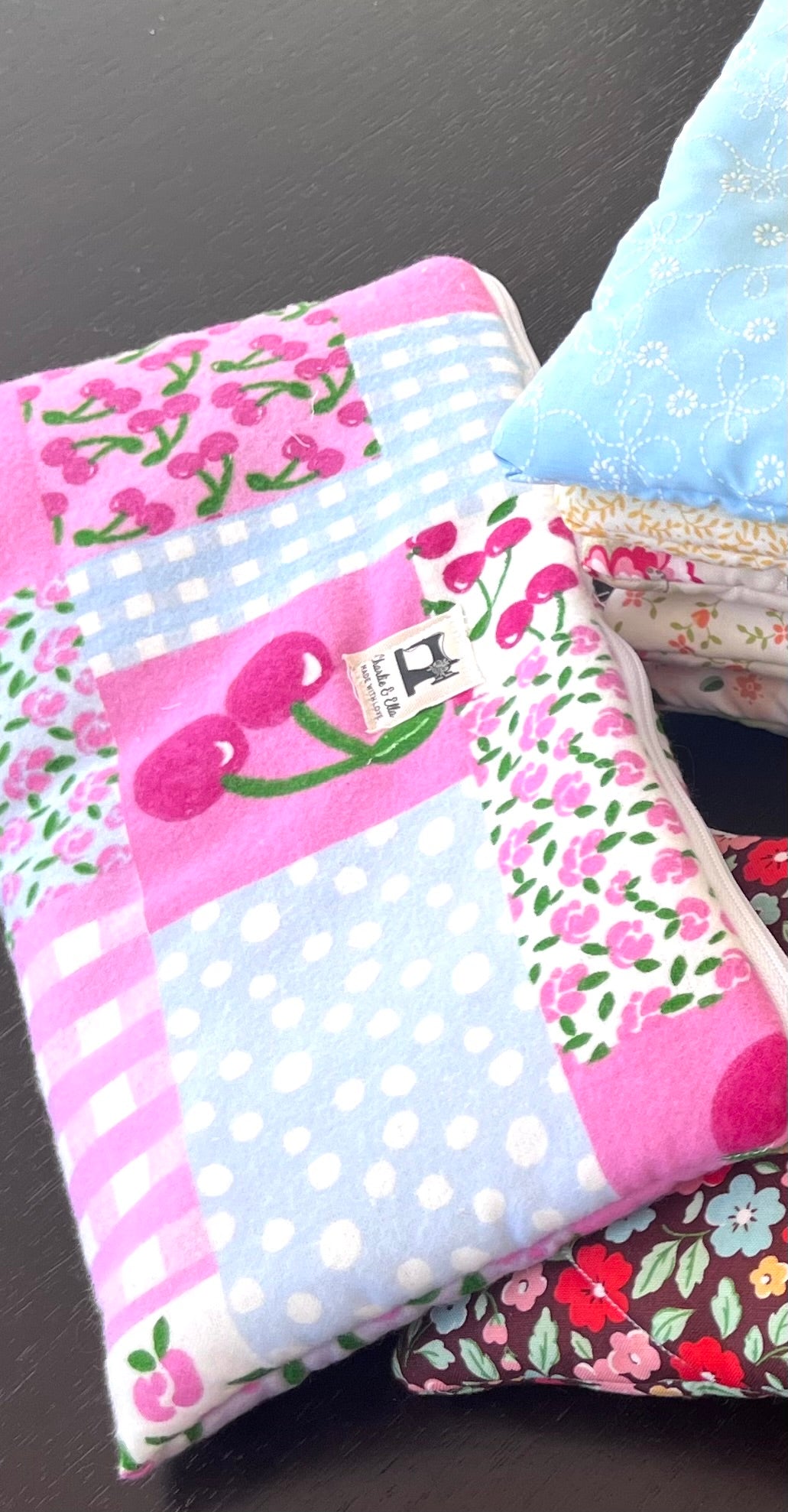 Handmade Baby Gift Bundle – Cotton Flannel Play Mat, Pouches & Burp Cloth