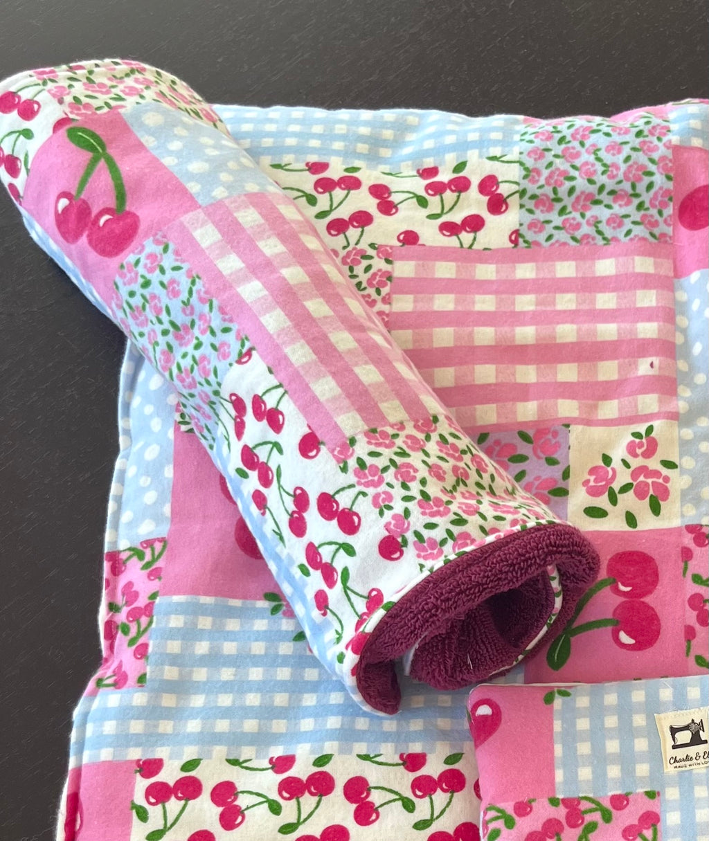 Handmade Baby Gift Bundle – Cotton Flannel Play Mat, Pouches & Burp Cloth